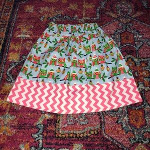 Christmas Owl Chevron pink girls skirt size 7/8